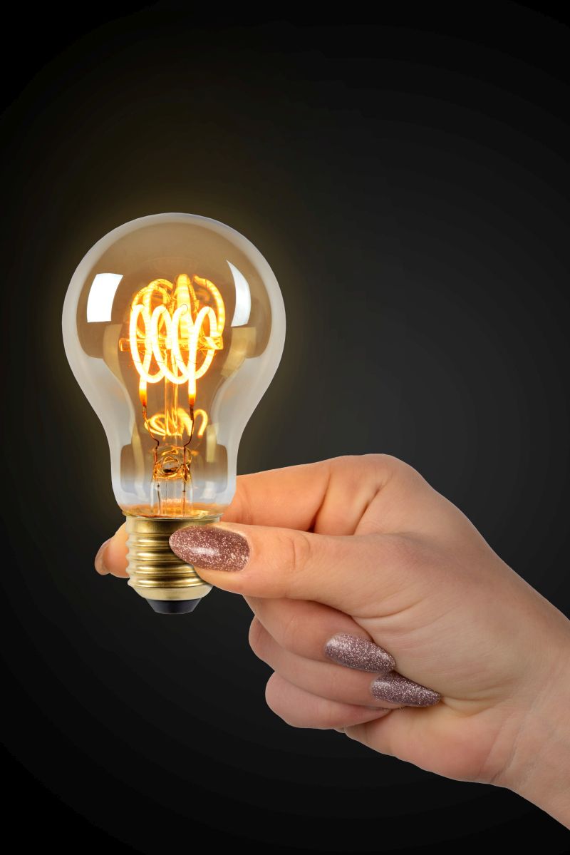 Lucide A60 - Žiarovka s vláknom - Ø 6 cm - LED Rozm. - E27 - 1x5W 2200K - Jantárová